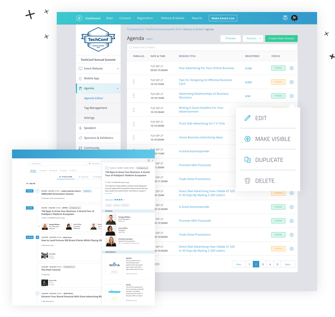 Tech Conf Event Agenda Management Interface