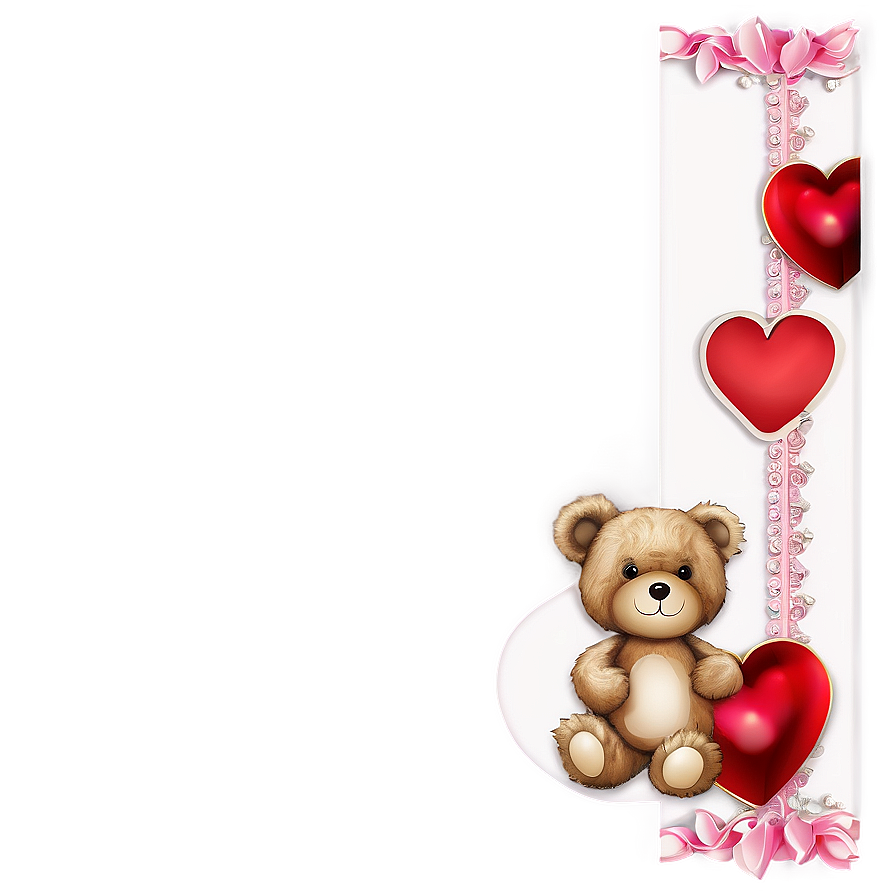 Teddy Bear Valentines Border Png 06262024