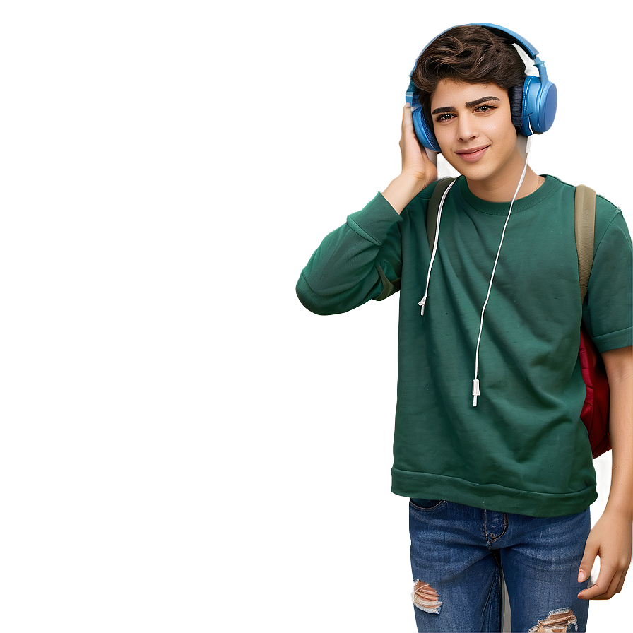 Teenager With Headphones Png 06122024