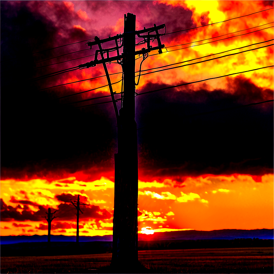 Telephone Pole Sunset Background Png 06132024