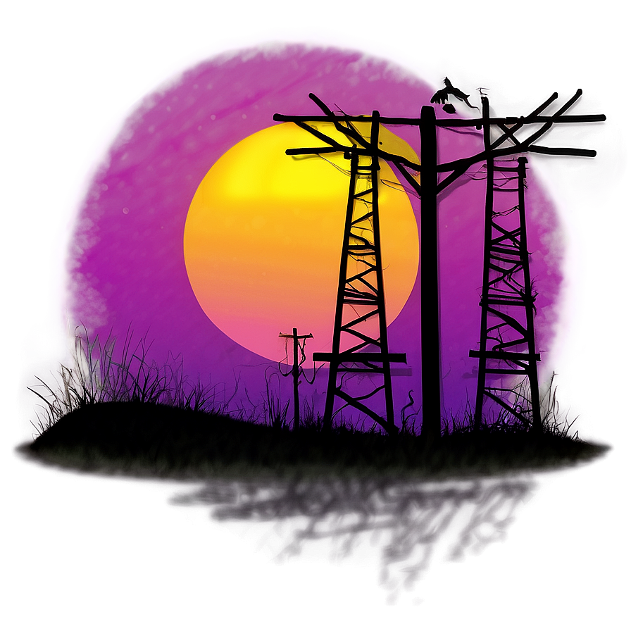 Telephone Pole Sunset Background Png 2