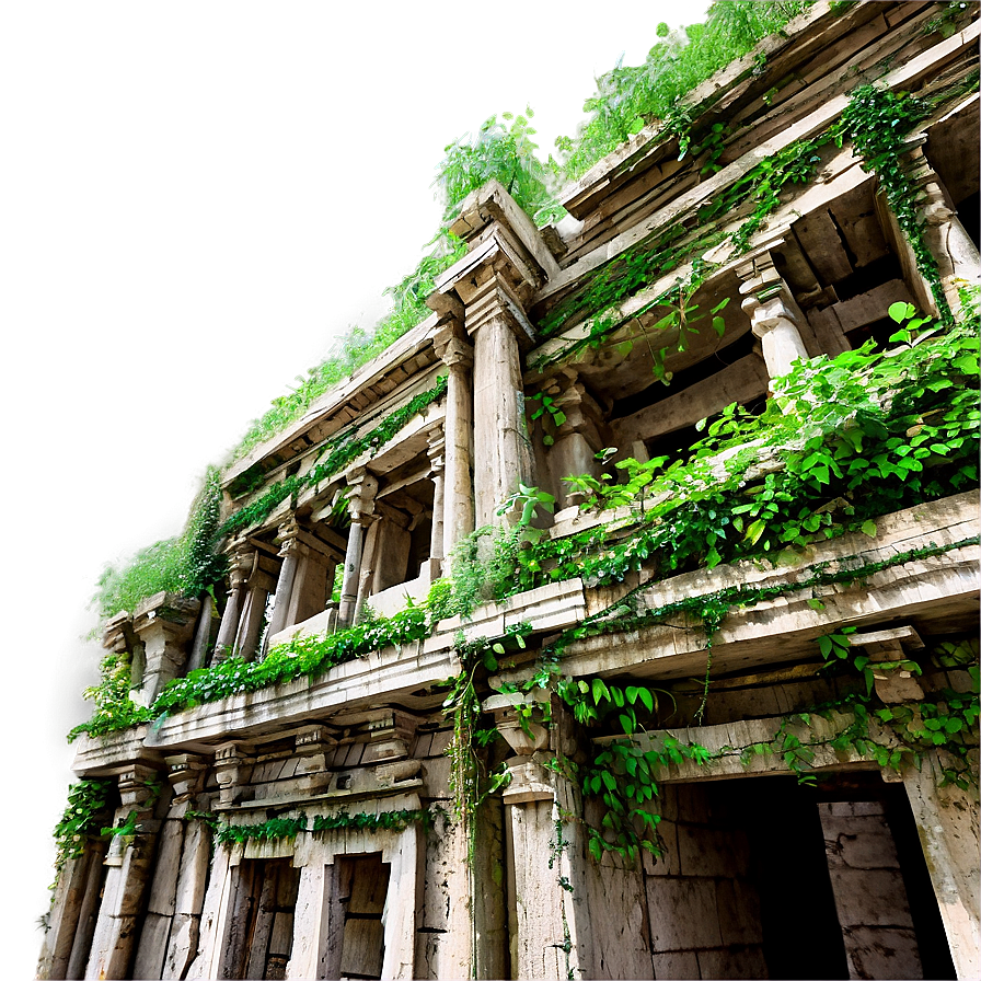 Temple Ruin Overgrown With Vines Png Cxy49