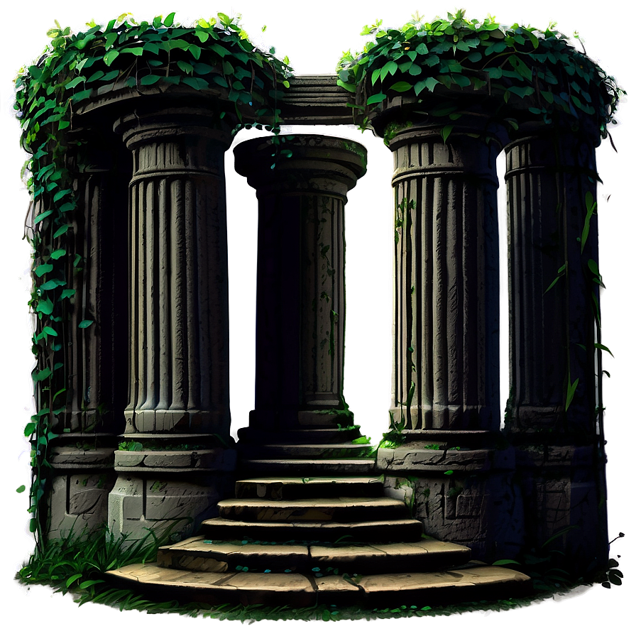 Temple Ruin Overgrown With Vines Png Kcj