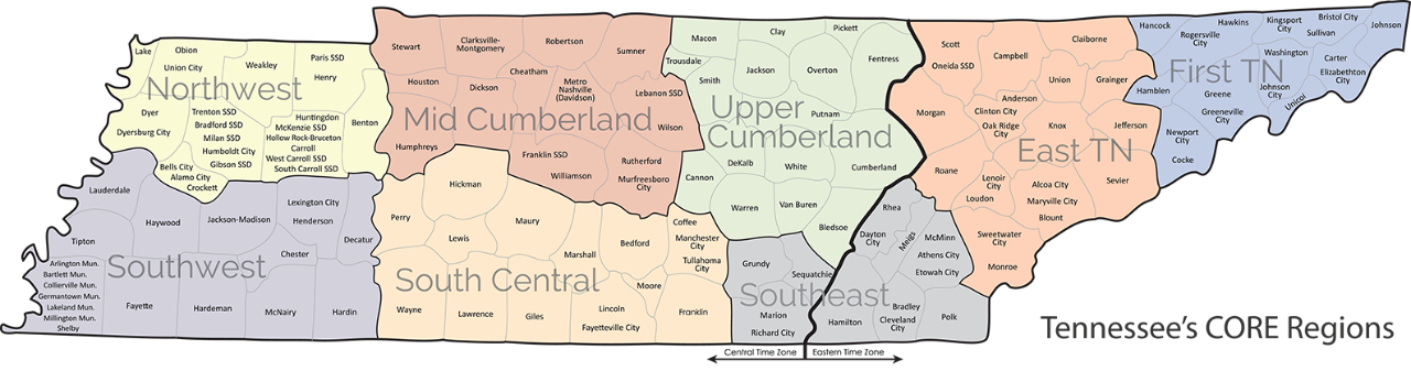 Tennessee Core Regions Map