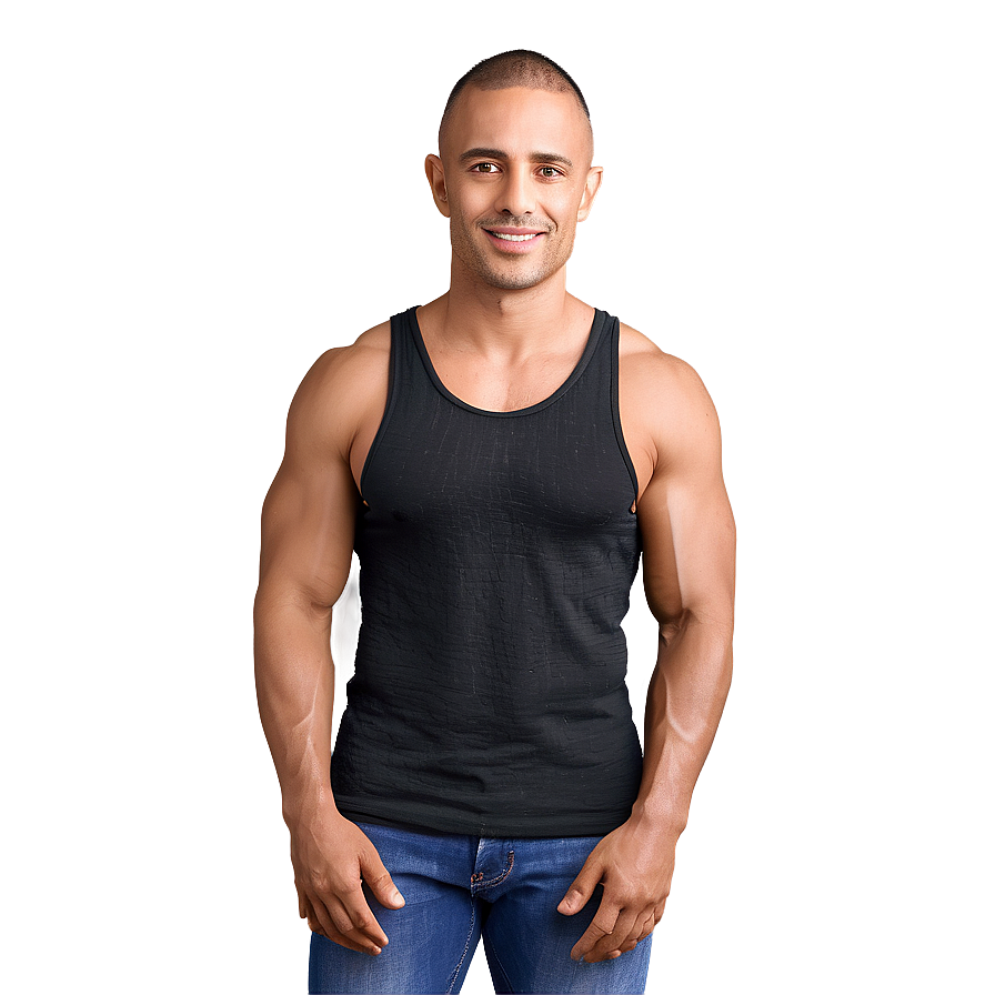 Textured Black Tank Top Png Tvx