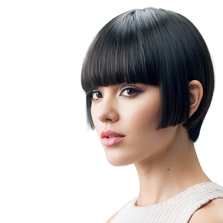 Textured Bowl Cut Hairstyle Png 21