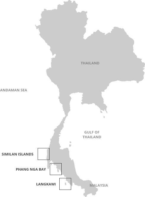 Thailand Map Highlighting Andaman Sea Islands