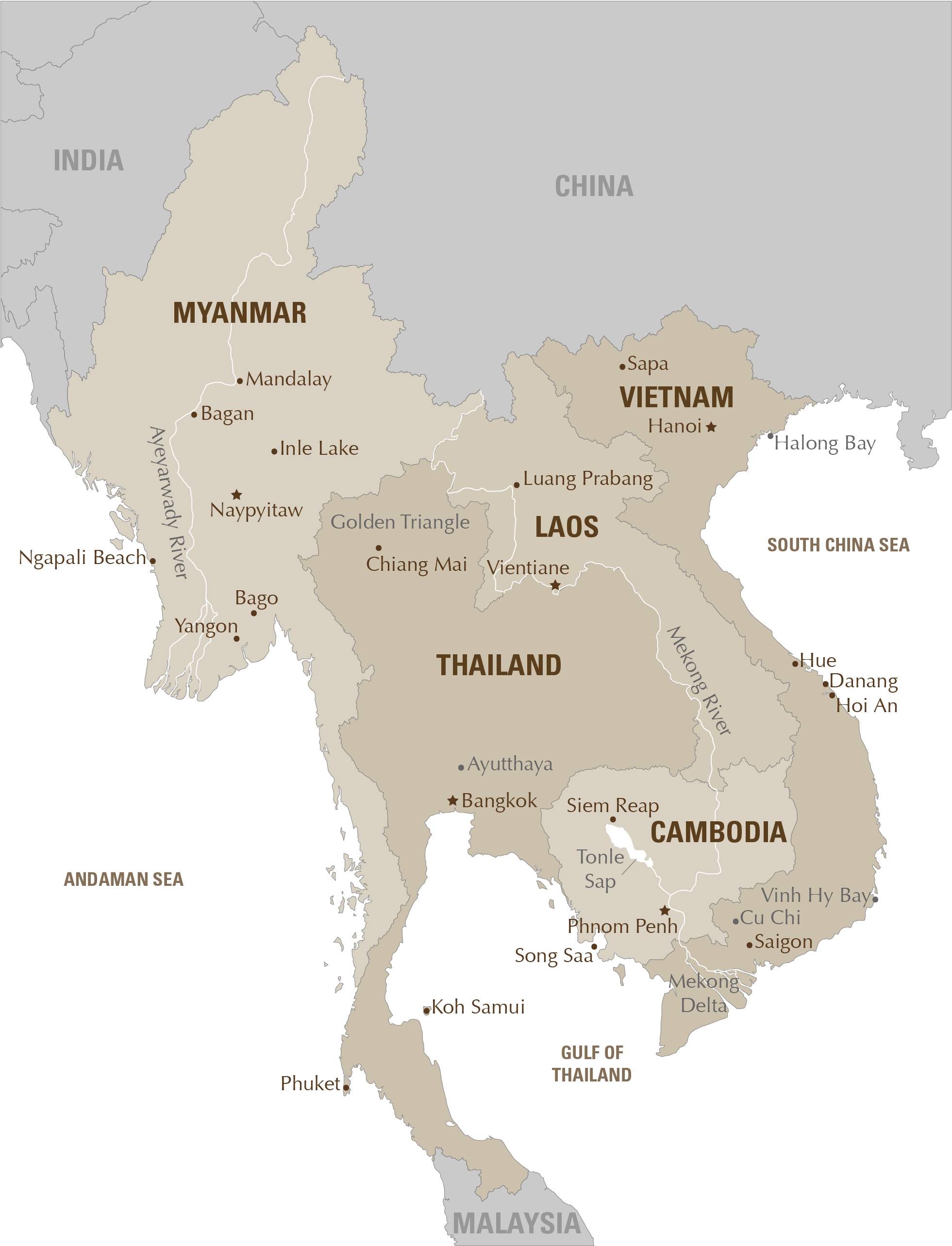 Thailandand Surrounding Countries Map