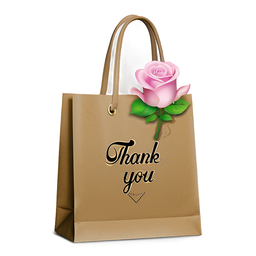 Thank You Bag With Roses Png 06292024