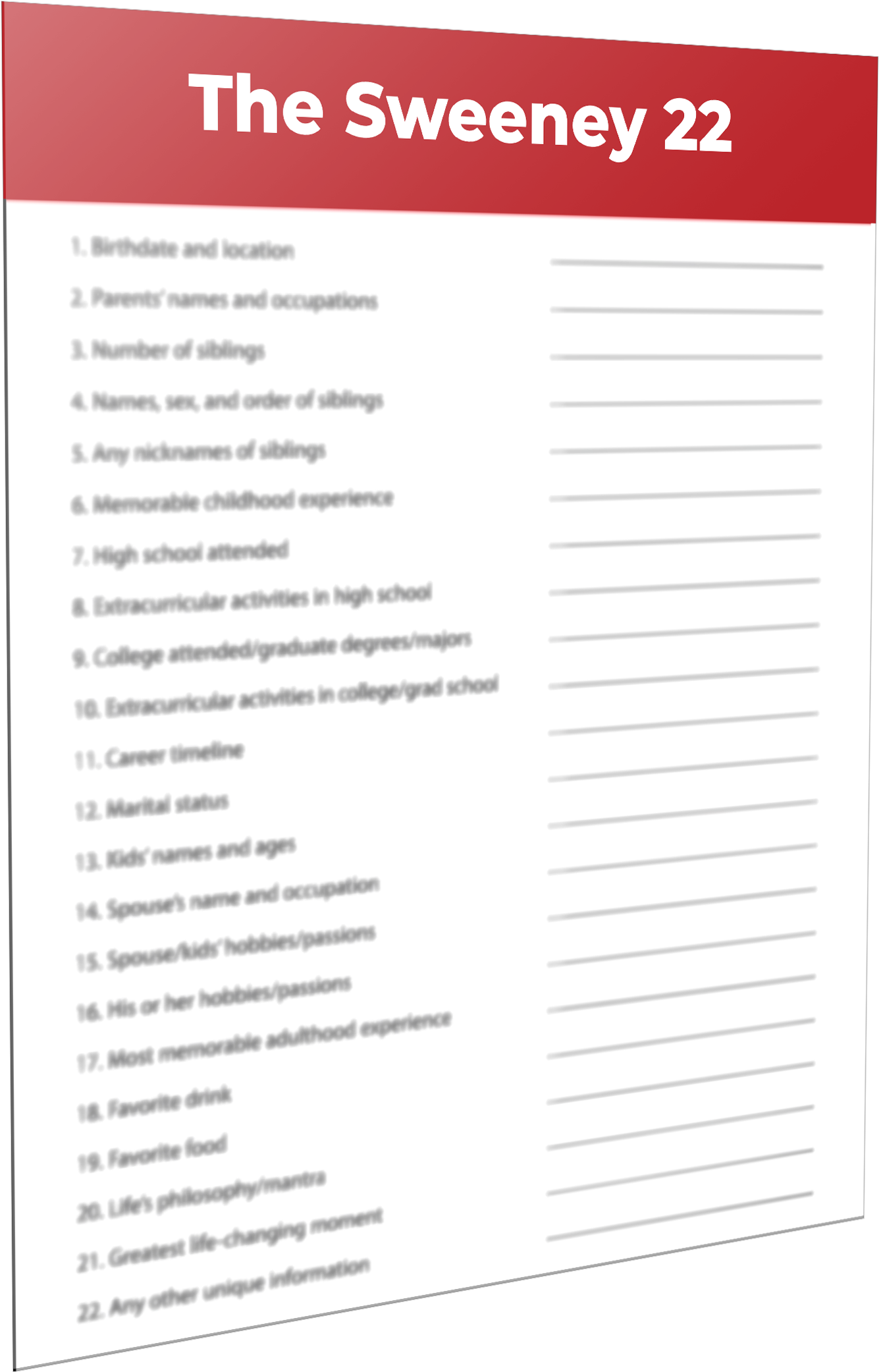 The Sweeney22 Questionnaire Template