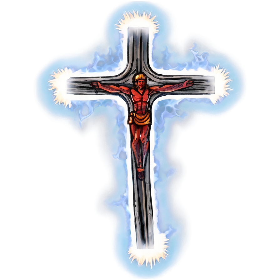 Thin Cross In Flame Png 06292024