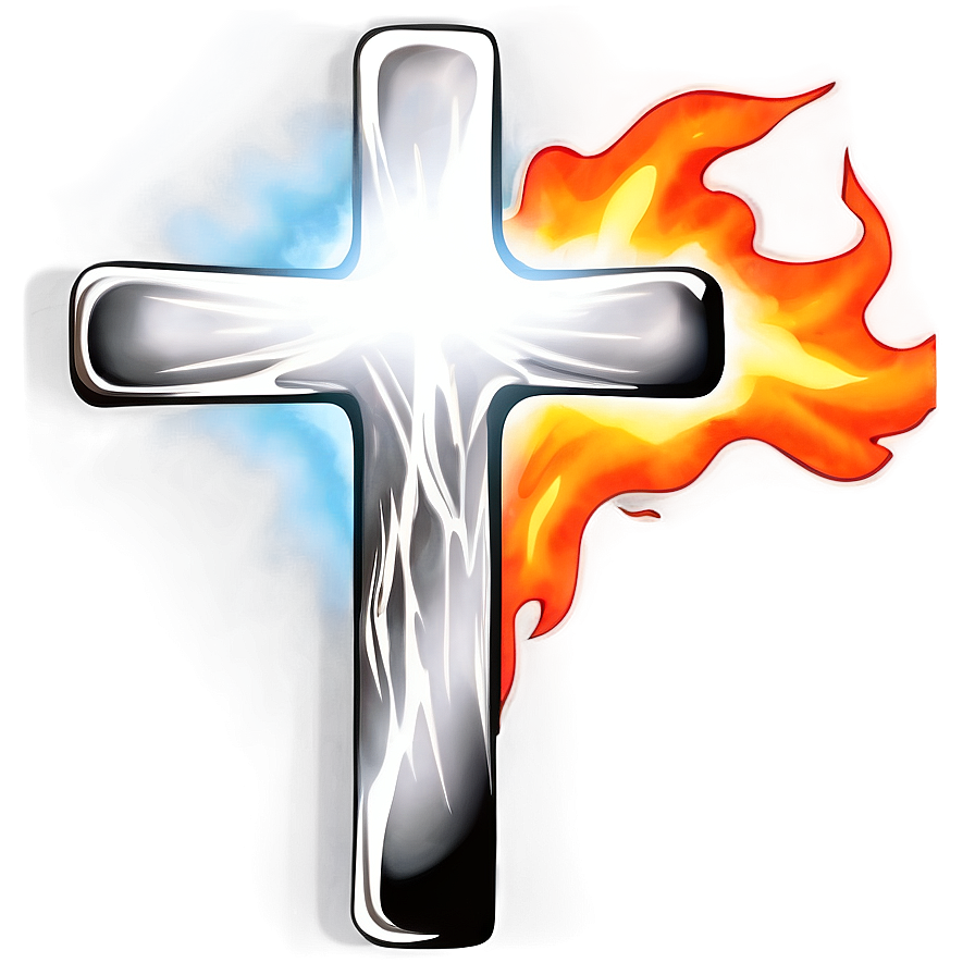 Thin Cross In Flame Png 20