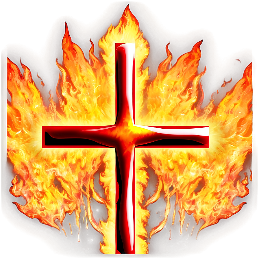 Thin Cross In Flame Png Ktq