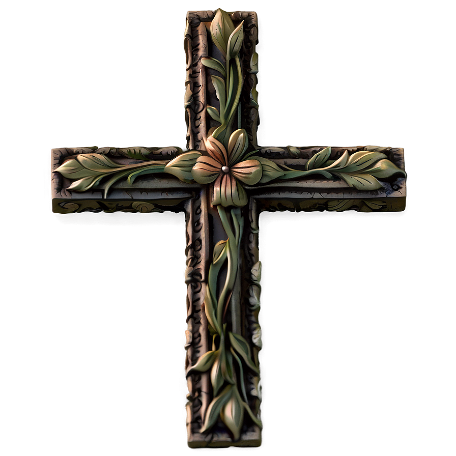 Thin Cross With Flowers Png 42