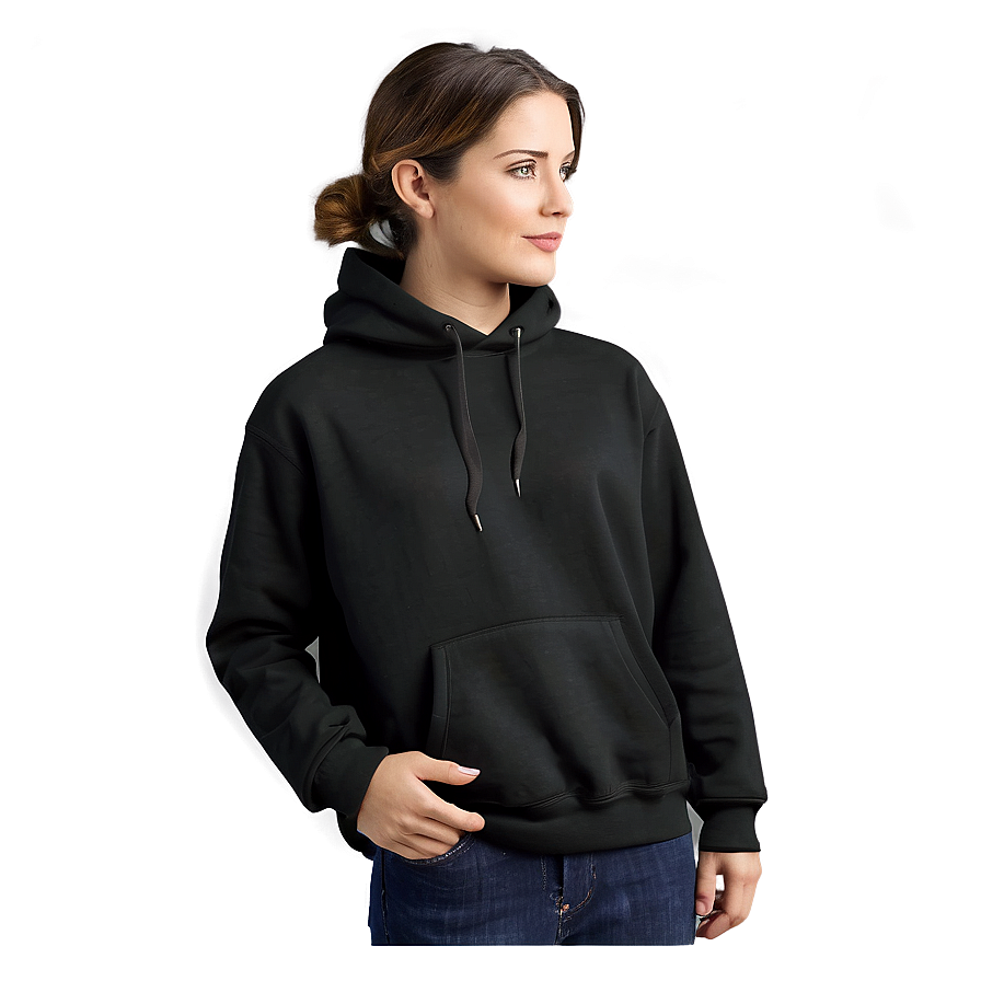 Thin Fabric Black Hoodie Png 05252024