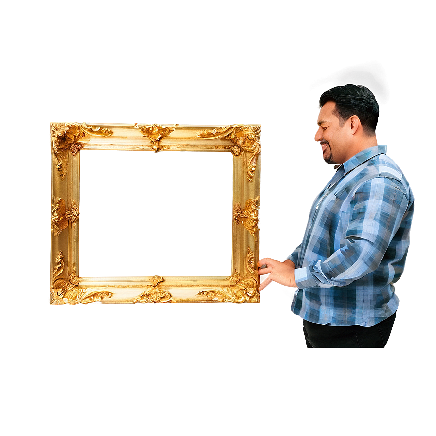 Thin Golden Frame Png 05252024