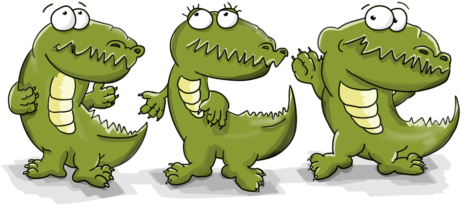 Three Cartoon Alligators