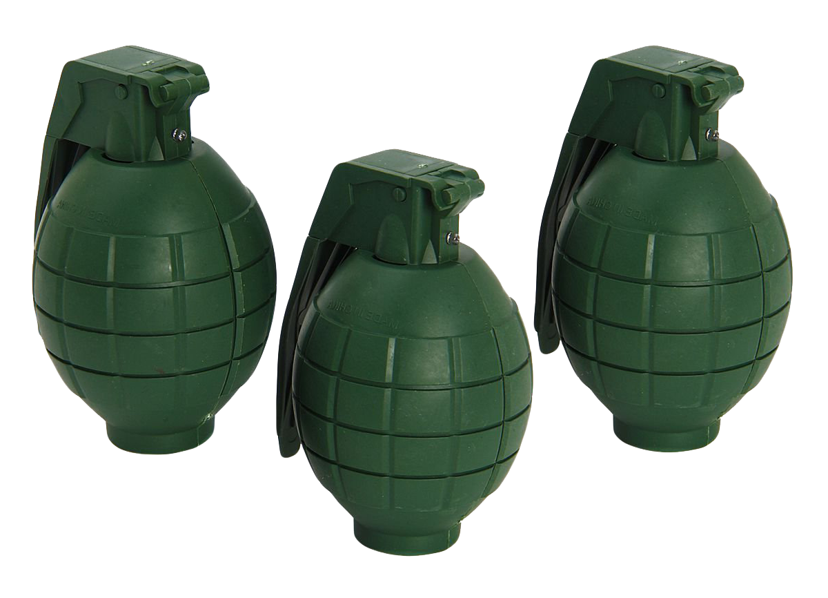 Three Green Hand Grenades