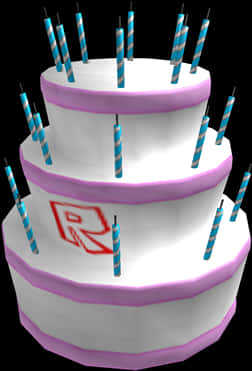 Three Tier Celebration Cakewith Candlesand Logo