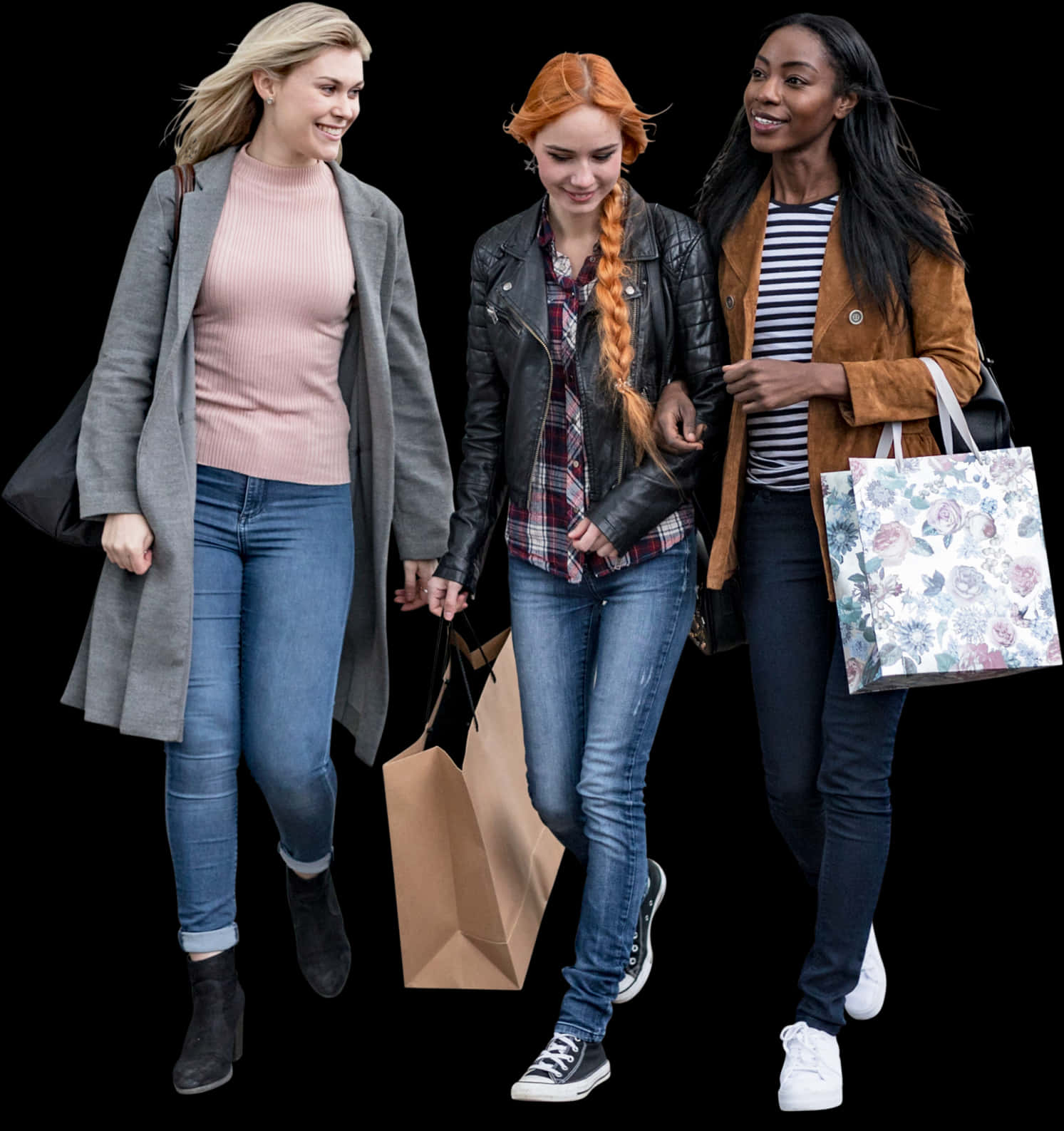 Three Women Enjoying Shopping Trip