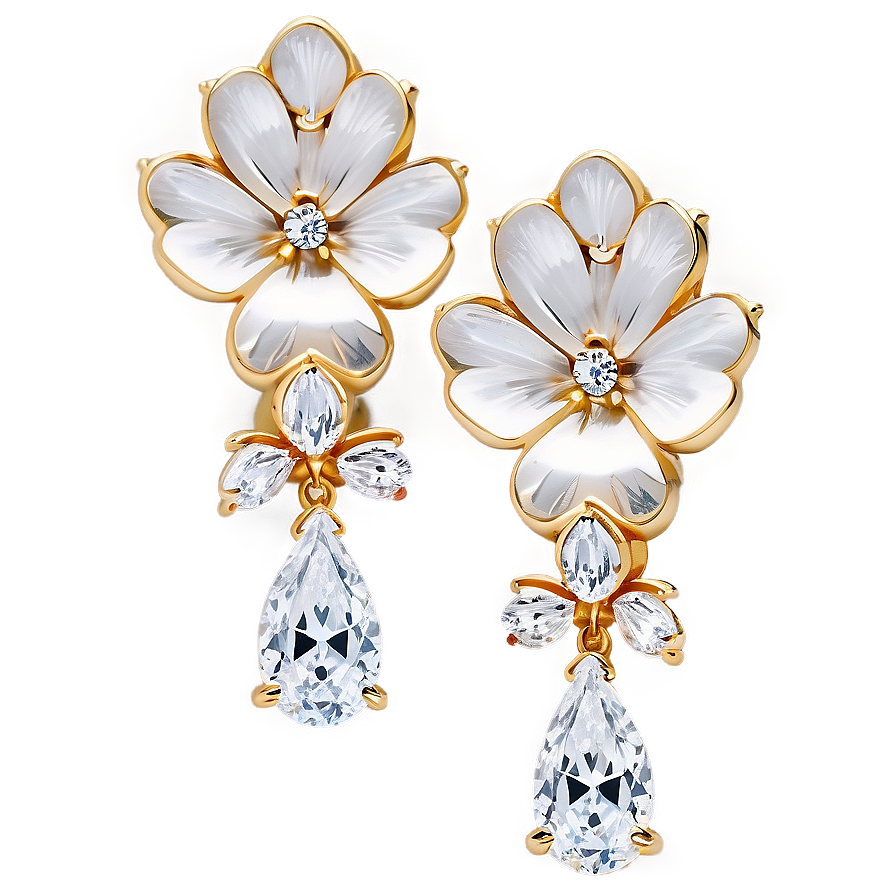 Tiffany Paper Flowers Diamond Drop Earrings Png Vdr65