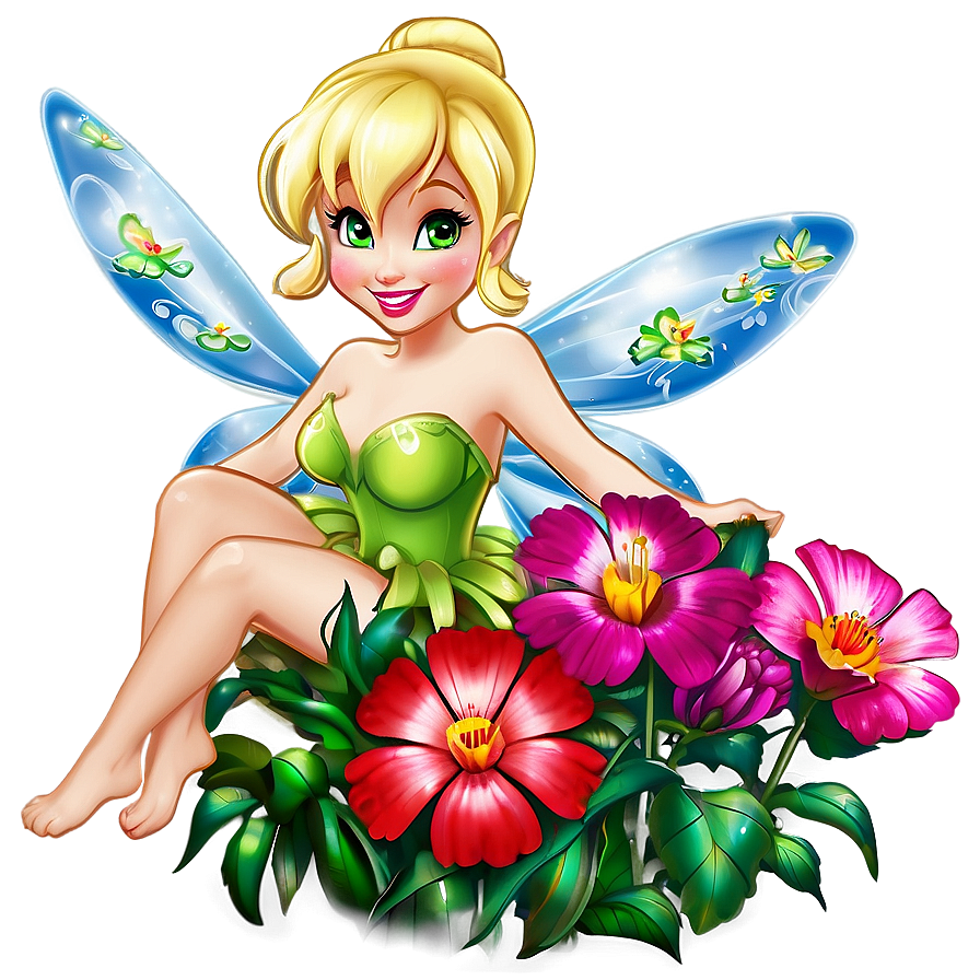 Tinkerbell And Flowers Png 06112024