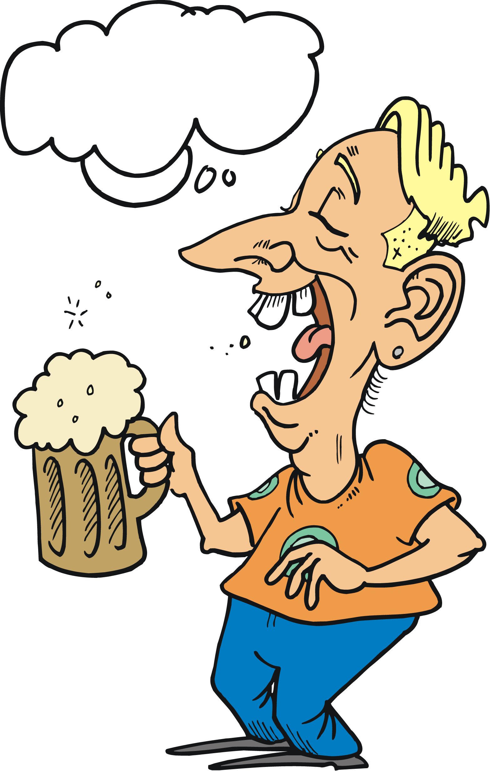 Tipsy Cartoon Man With Beer