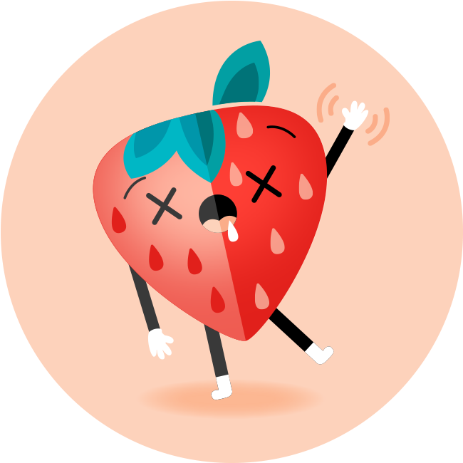 Tipsy Strawberry Character Illustration