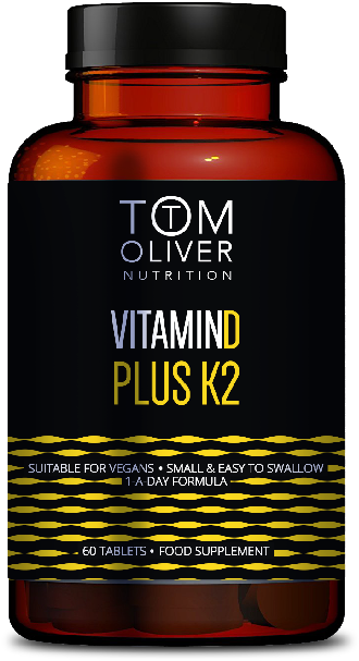 Tom Oliver Nutrition Vitamin D K2 Supplement Bottle