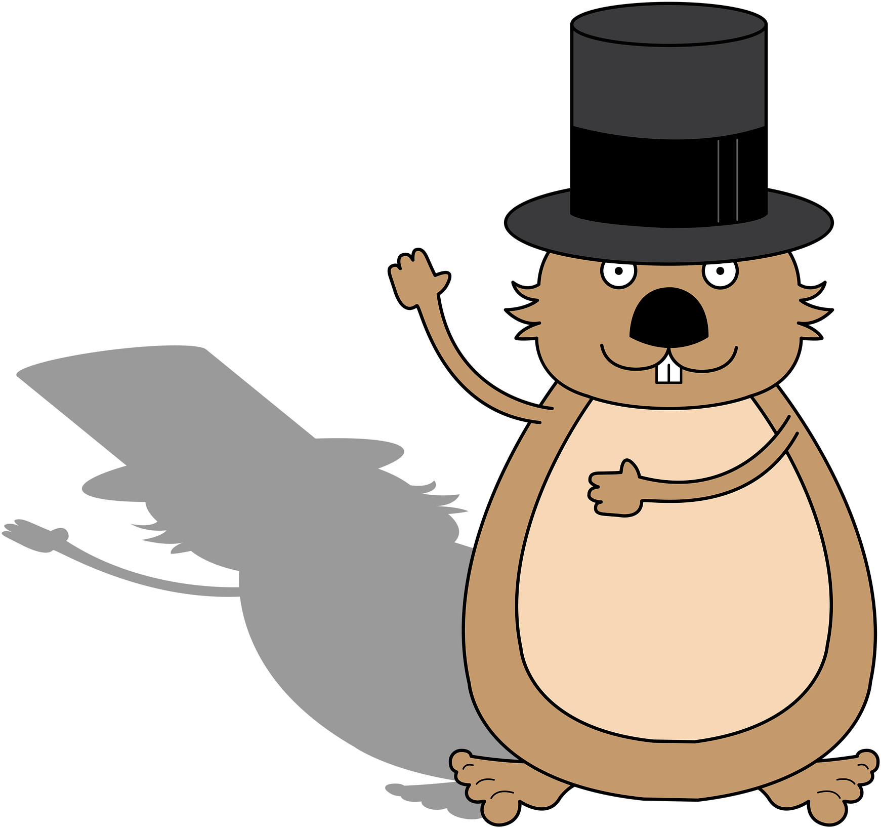 Top Hat Groundhog Cartoon