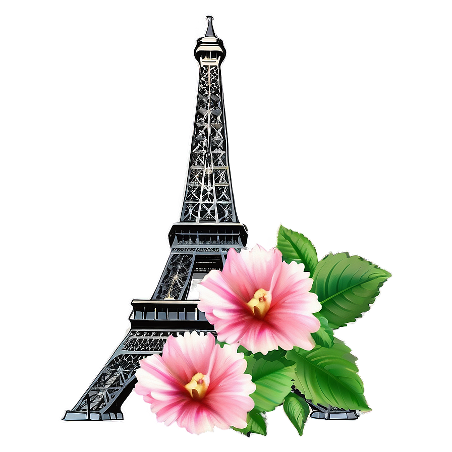 Torre Eiffel And Blooming Flowers Png 11