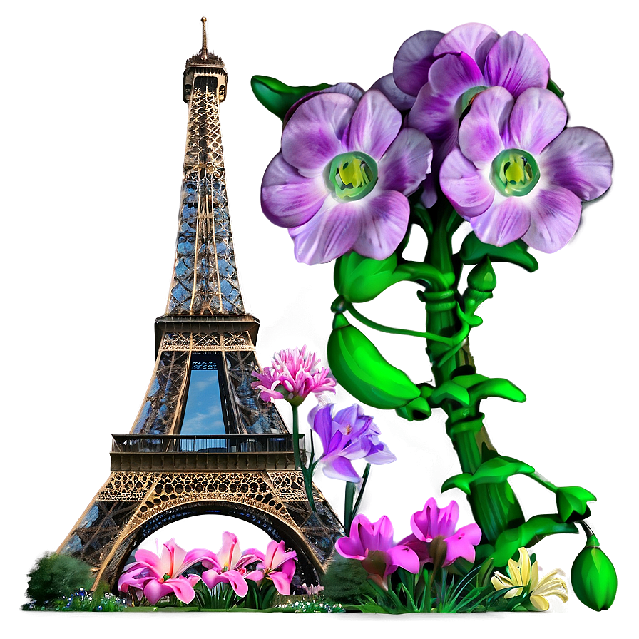 Torre Eiffel And Blooming Spring Png Amh39