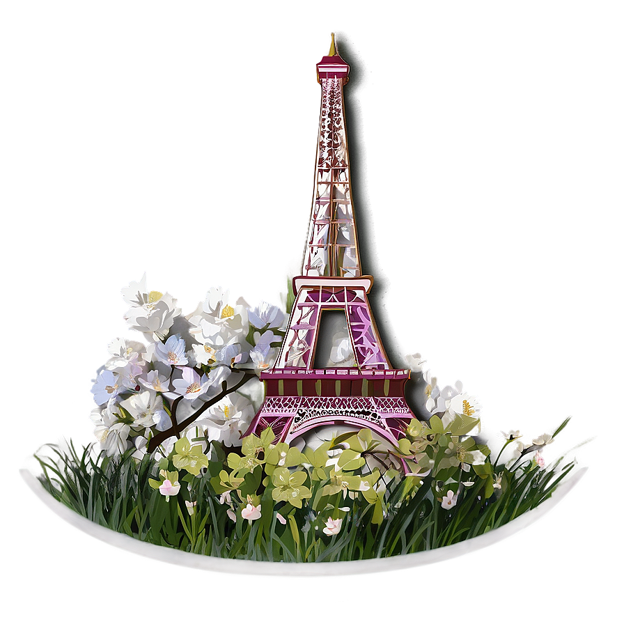 Torre Eiffel And Blooming Spring Png Deo39