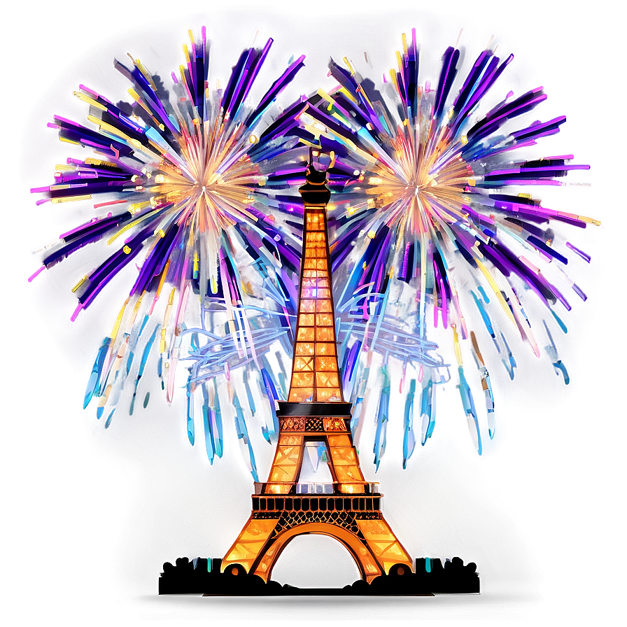 Torre Eiffel With Fireworks Display Png Veq