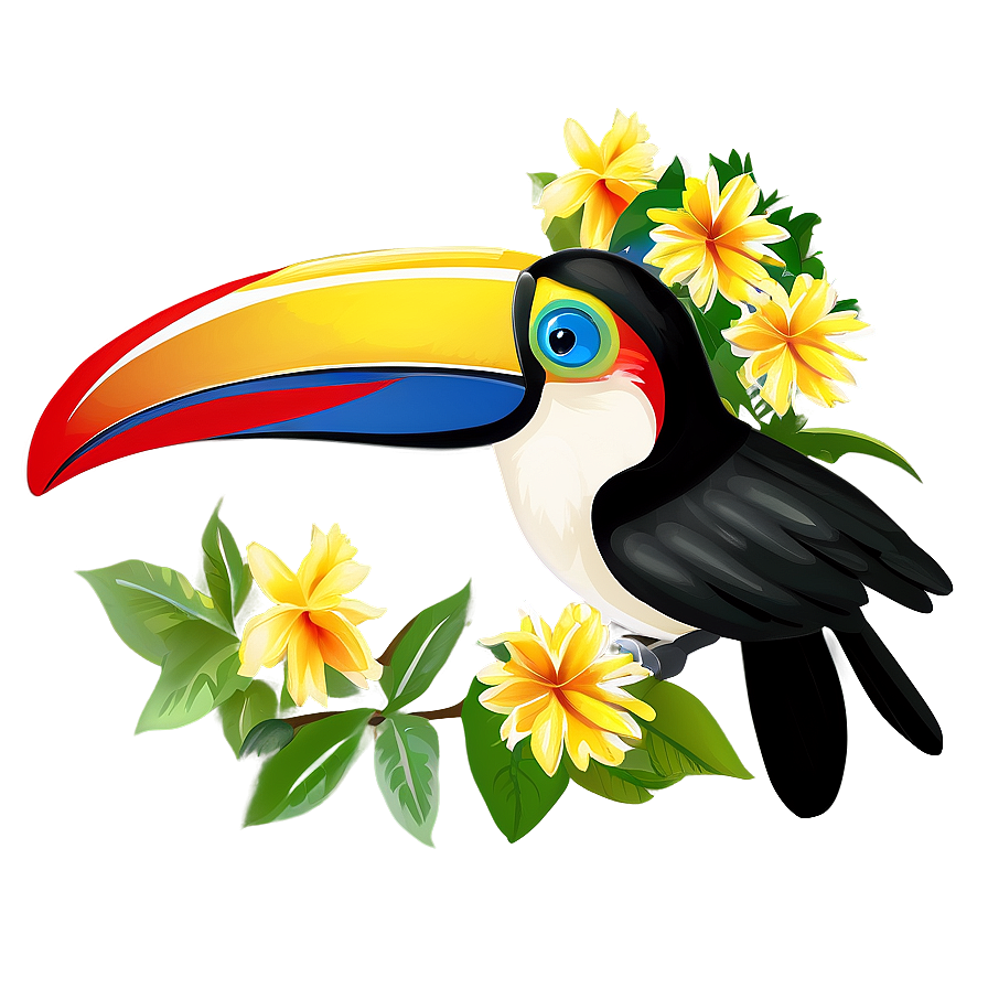 Toucan With Flowers Png Udo51