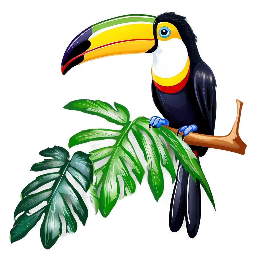 Toucan With Tropical Leaves Png Tea31