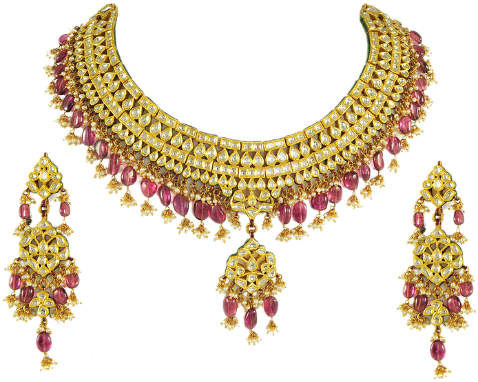 Traditional Gold Necklace Earrings Set