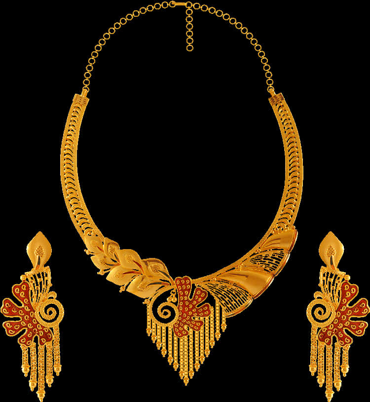 Traditional Gold Necklace Set Design