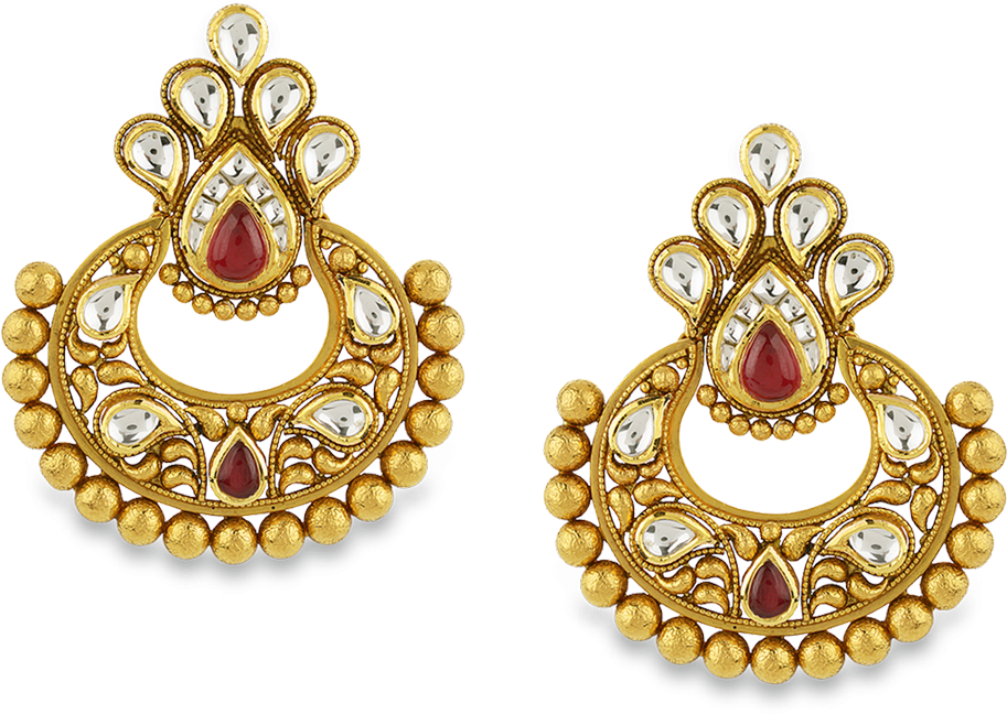 Traditional Golden Peacock Earrings