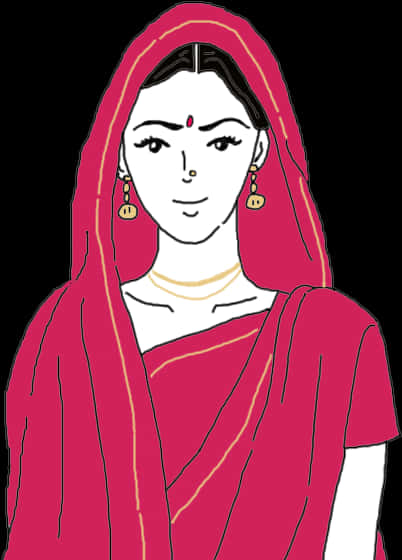 Traditional Indian Girl Illustration