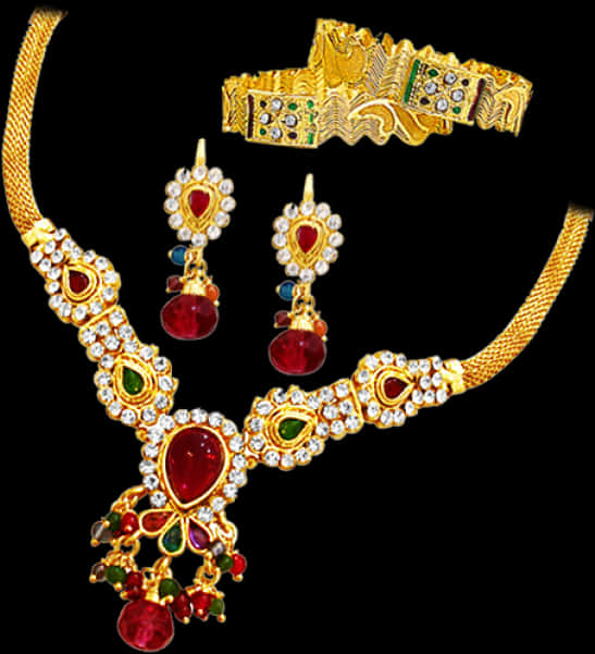 Traditional Indian Gold Jewelry Set