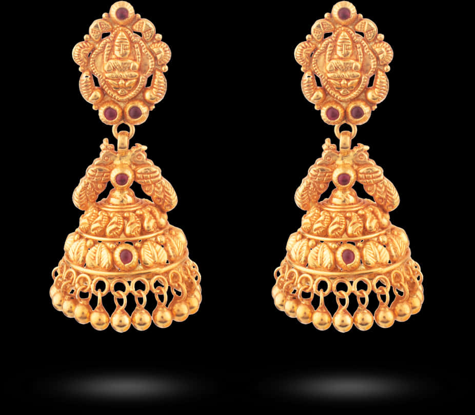 Traditional Indian Gold Jhumka Earrings