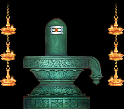 Traditional Indian Lampand Shivalinga