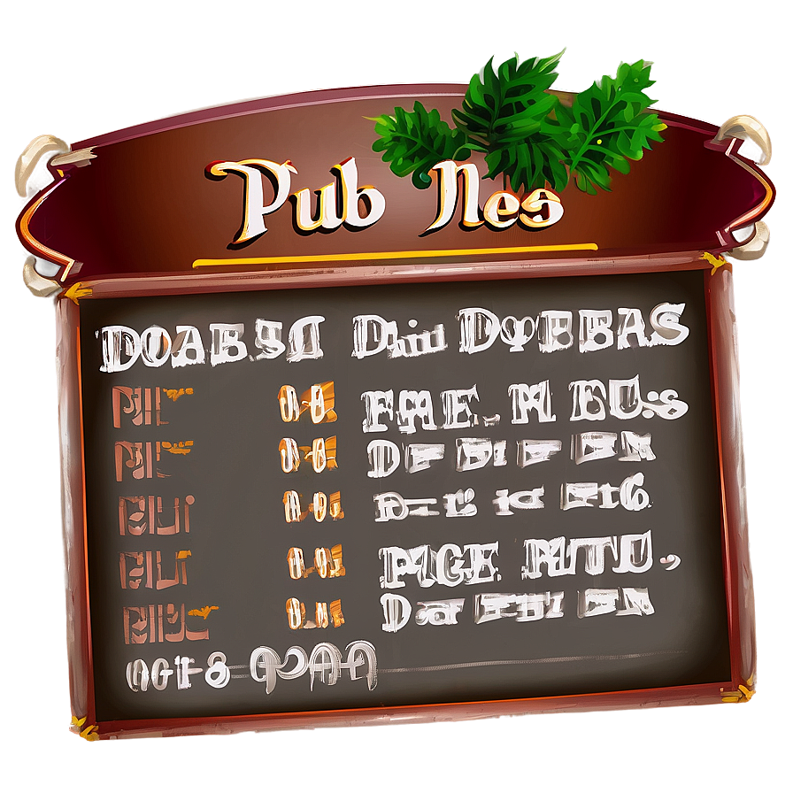 Traditional Pub Menu Png 05242024