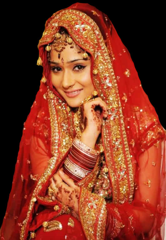 Traditional Red Bridal Saree Model