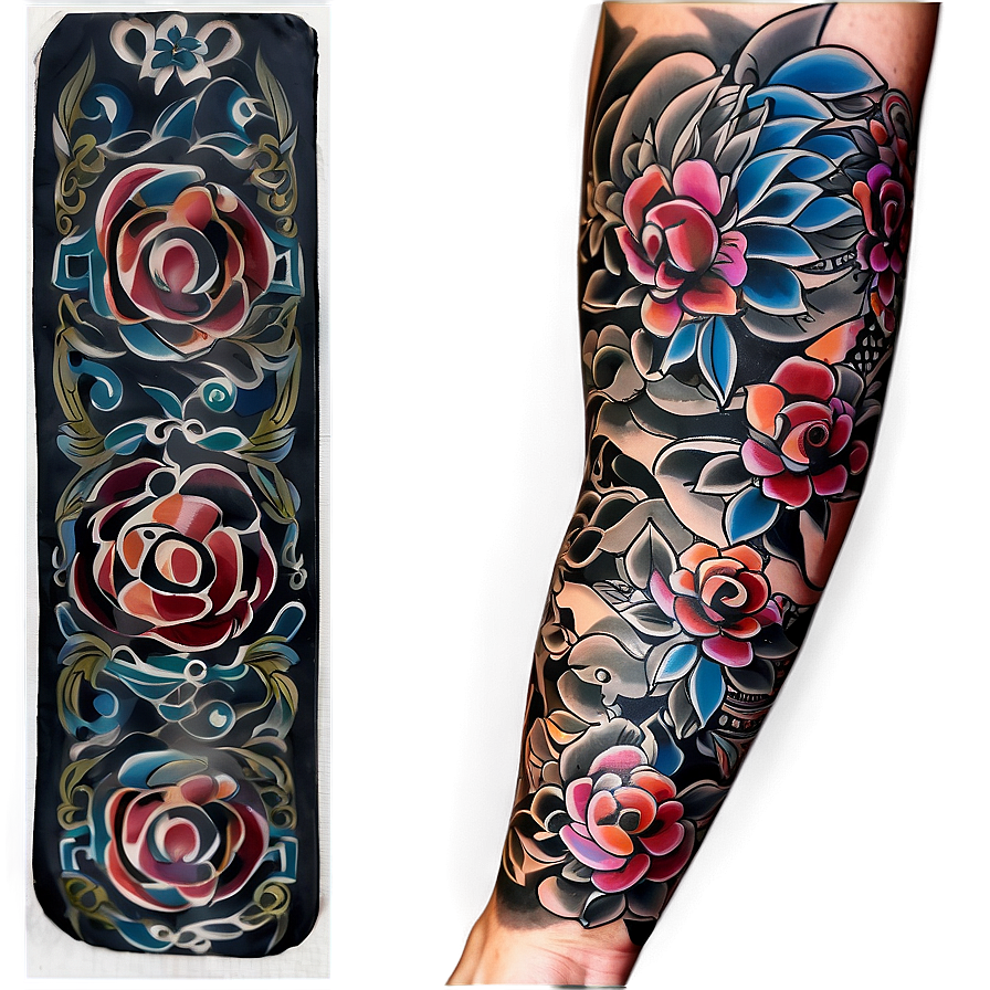 Traditional Tattoo Sleeve Layout Png 06122024