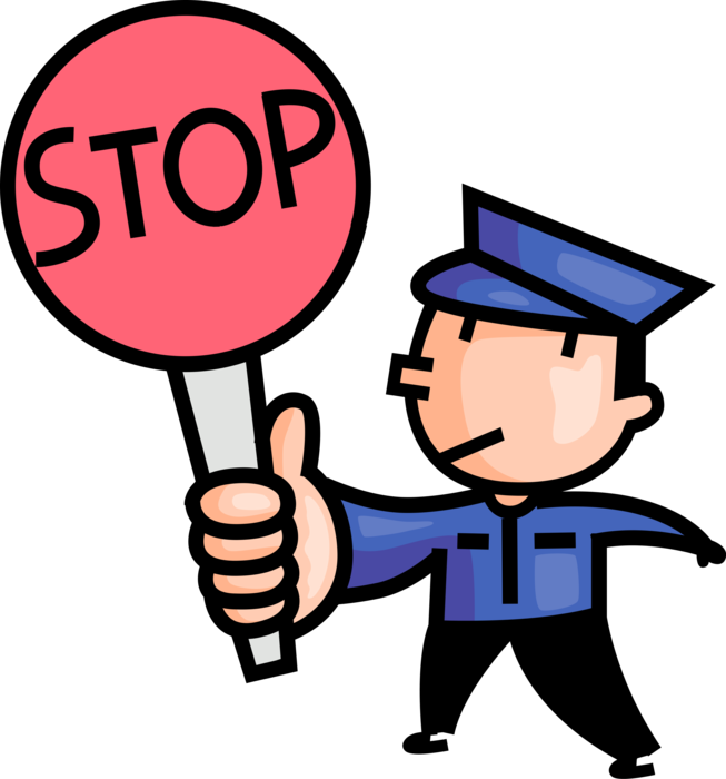 Traffic Officer Holding Stop Sign