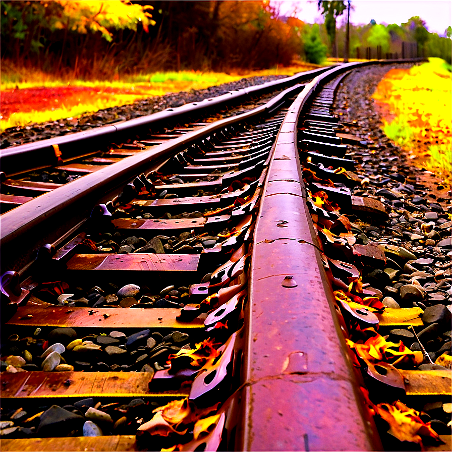 Train Track In Autumn Png Vvh45