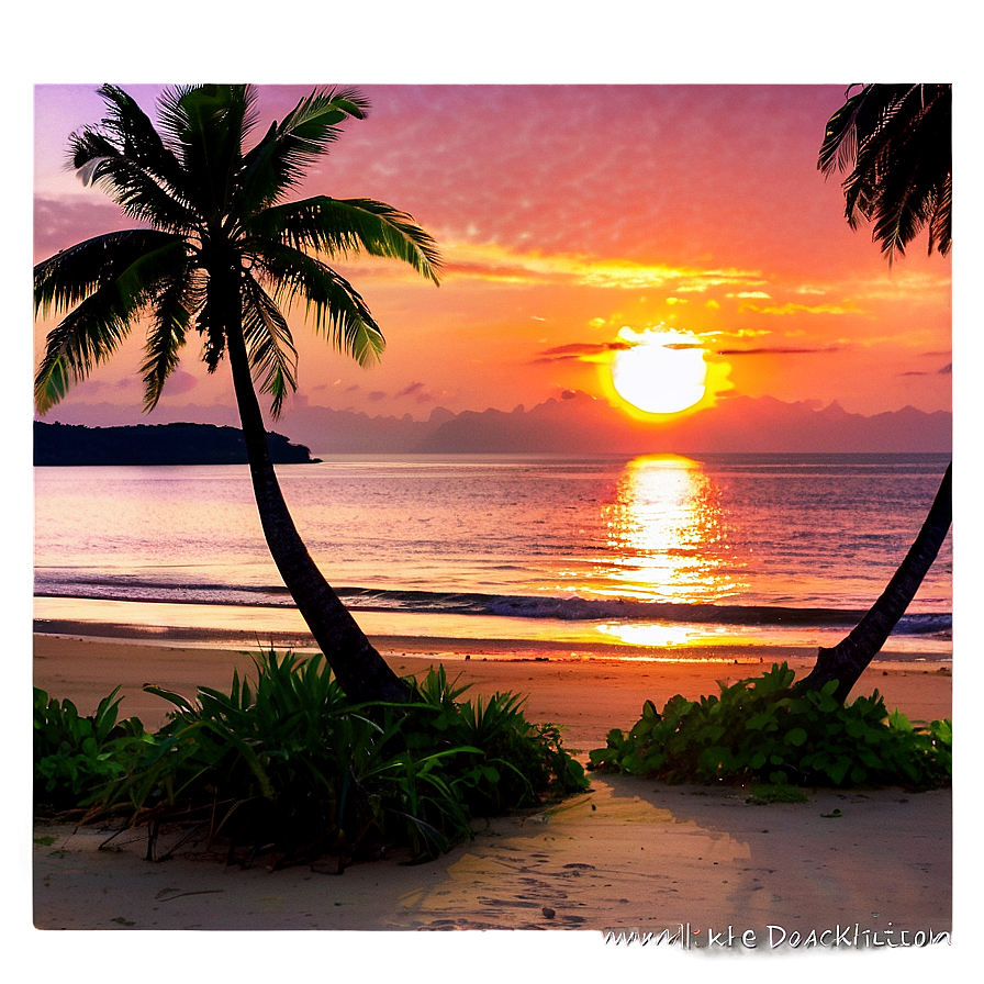 Tranquil Beach Sunset Png Kcx