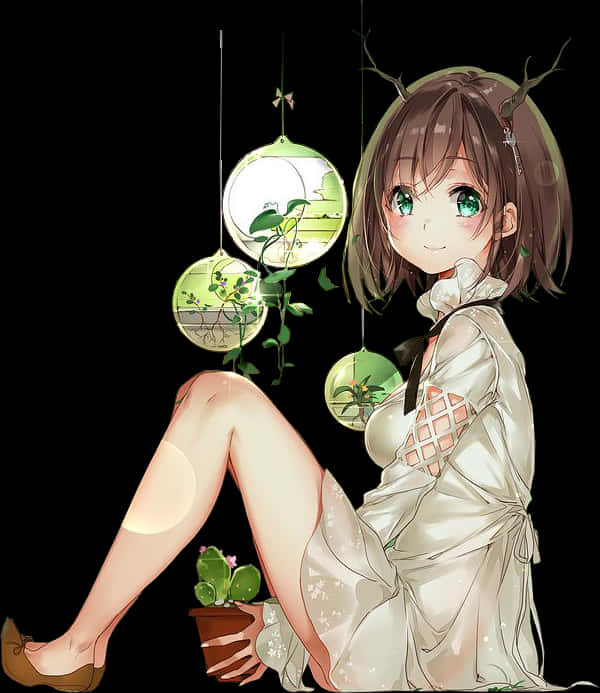 Tranquil Greenery Anime Girl